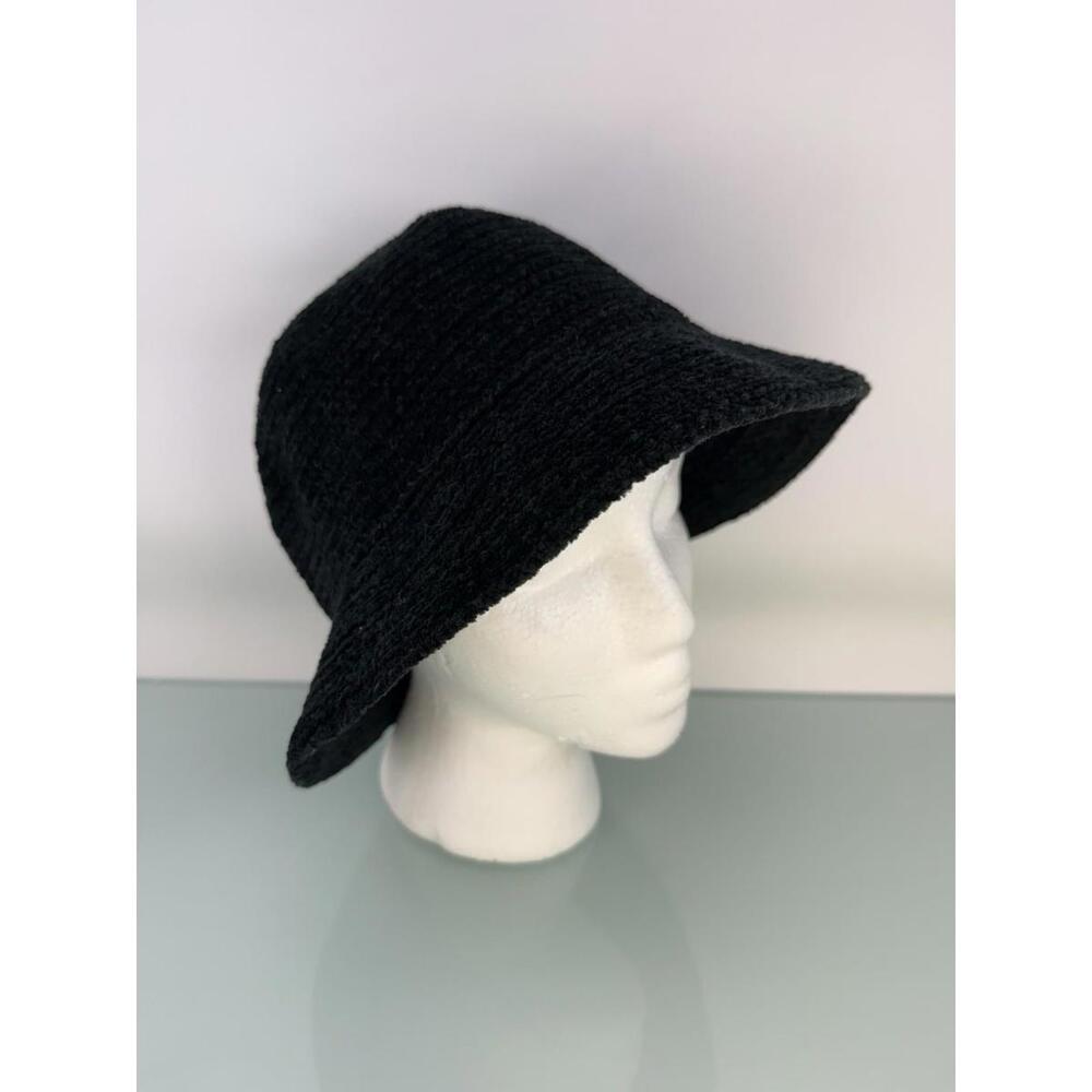 Charter Club Black Bouclé Bucket Hat Soft Textured Minimalist Chic